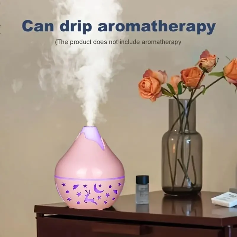 Mobigon Wood Cool Mist Ultrasonic Humidifier for Room Moisture, Aroma Diffuser for Home, 200ml Essential Oil Diffuser with 7 Colorful Night Light, Auto Shut-Off, Home, Office, car - A.Pink