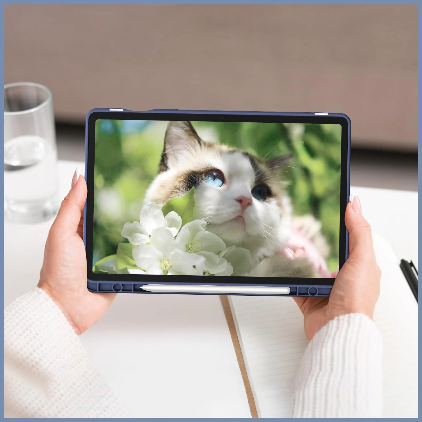 DL3 Mobilak Hybrid Slim Case for Samsung Galaxy Tab S9 FE 5G 10.9 Inch/Galaxy Tab S9 11 Inch 2023 with S Pen Holder, Shockproof Cover with Clear Transparent Back Shell, Auto Wake/Sleep - Midnight Blue