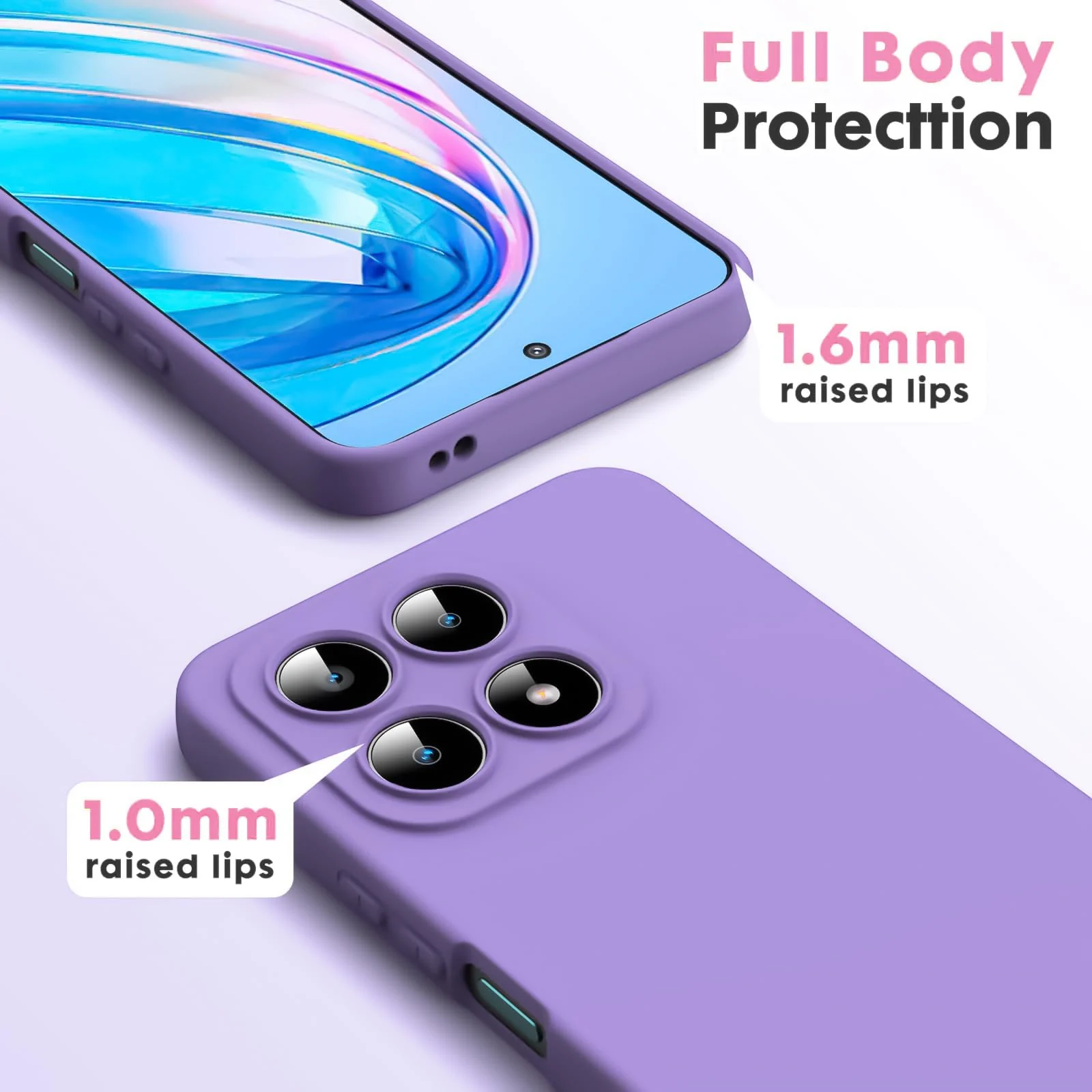 DL3 Mobilak Liquid Silicone Protective Case with Soft Microfiber Lining with Full Camera Protection for Honor X8A - Light Purple
