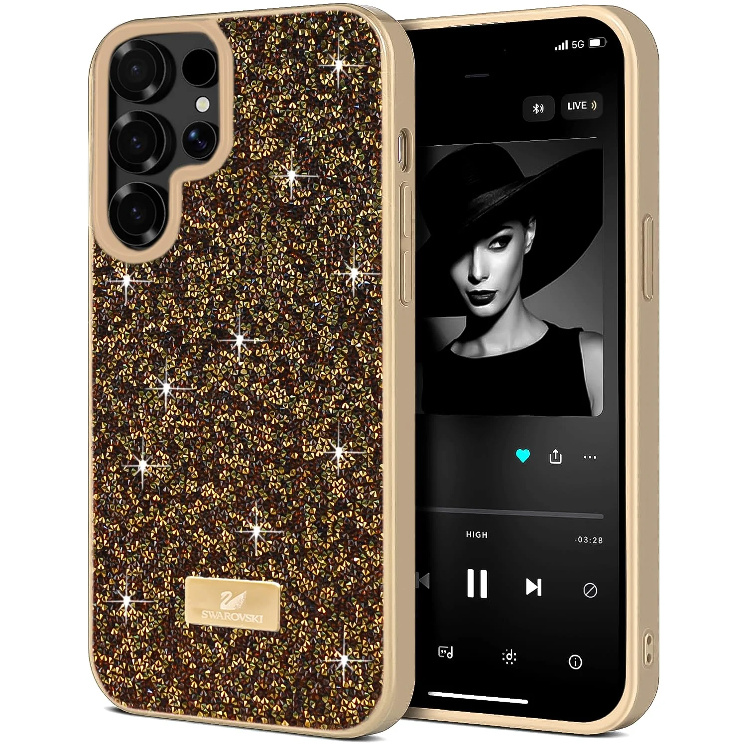 DL3 Mobilak Glitter Protective Case for Samsung Galaxy S25 Ultra, Supports wireless charging, Shock-absorbing protection, Scratch-resistant surface