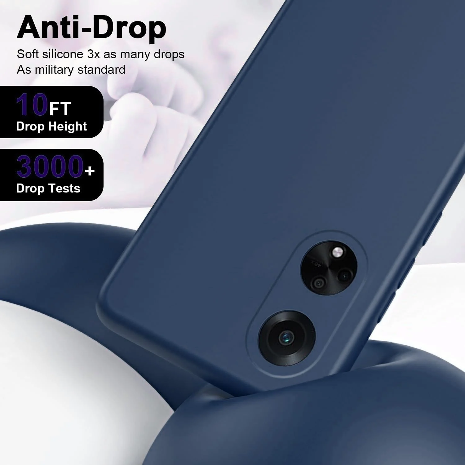 DL3 Mobilak Silicone Protective Case for OPPO A98, Shock-absorbing protection, Scratch-resistant surface, Soft microfiber lining - Dark Blue