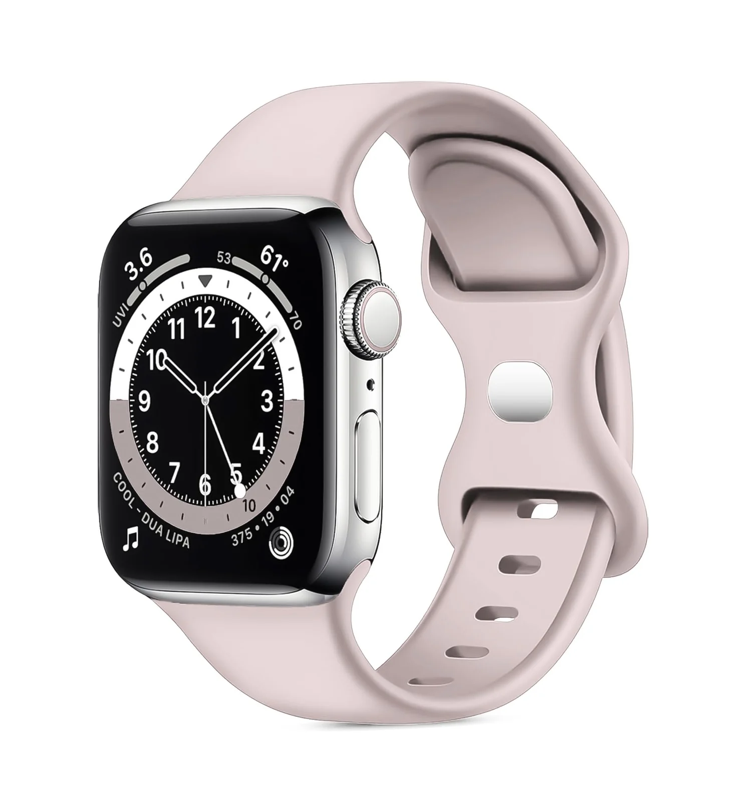 DL3 Mobilak Band with Case Compatible with Apple Watch 45mm, Adjustable Silicone Sport Wristband Replacement, Strap With Cover Built-in Glass Screen Protector for iWatch Series 9 8 7 - Light Pink