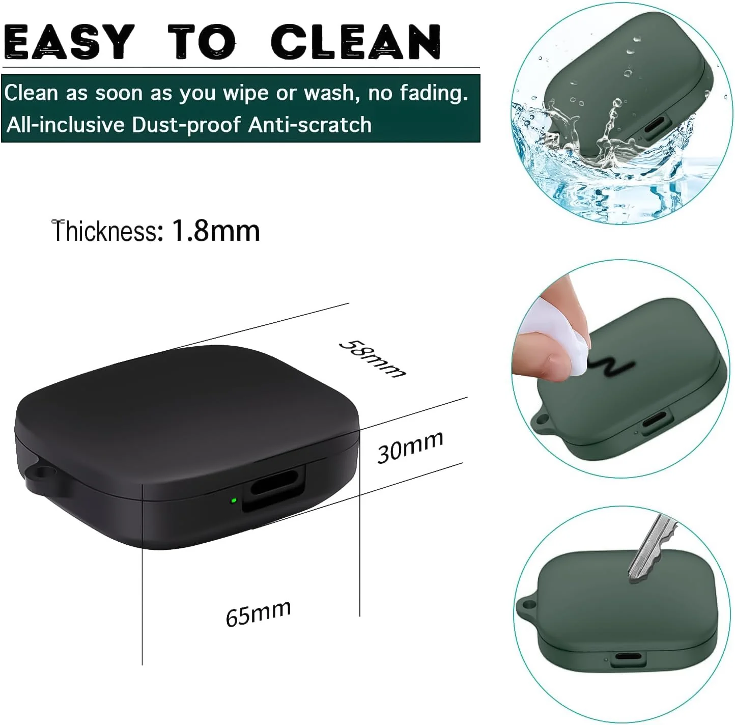 DL3 Mobilak Compatible with Xiaomi Redmi Buds 5 Case Cover, Soft Silicone Shockproof Protective Skin Case for Xiaomi Redmi Buds 5 Wireless Earbuds with Carabiner - Green