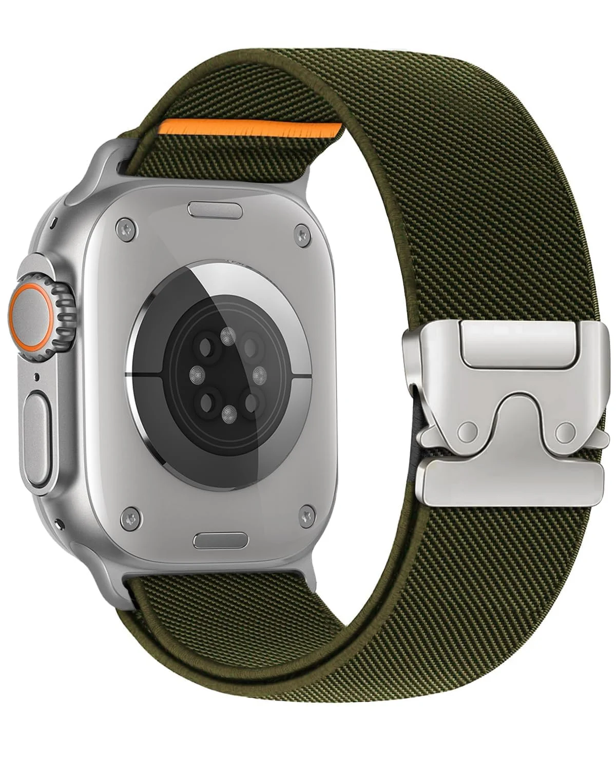 DL3 Mobilak Stretchy Nylon Strap for Apple Watch Ultra 3 2 1 Strap 49mm 46mm 45mm 44mm 42mm iWatch Straps for Men Women, Parachute Clasp Elastic Sport Band for Apple Watch Series 11 10 9 8 7 6 5 4 3 SE/2 - Army Green