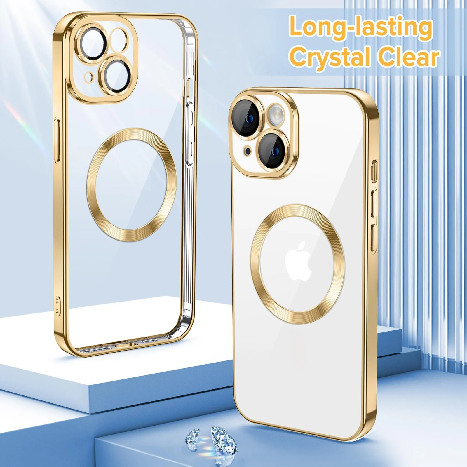 DL3 MOBILAK MagSafe Phone Case with Camera Lens Protector for Apple iPhone 14, Gold