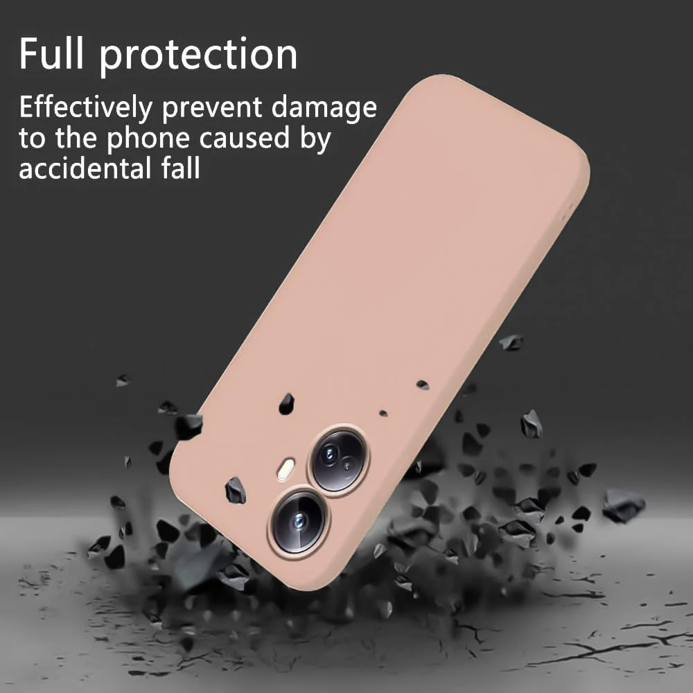 DL3 Mobilak Silicone Protective Case for realme 10 pro plus, Shock-absorbing protection, Scratch-resistant surface, Soft microfiber lining - Light Orange