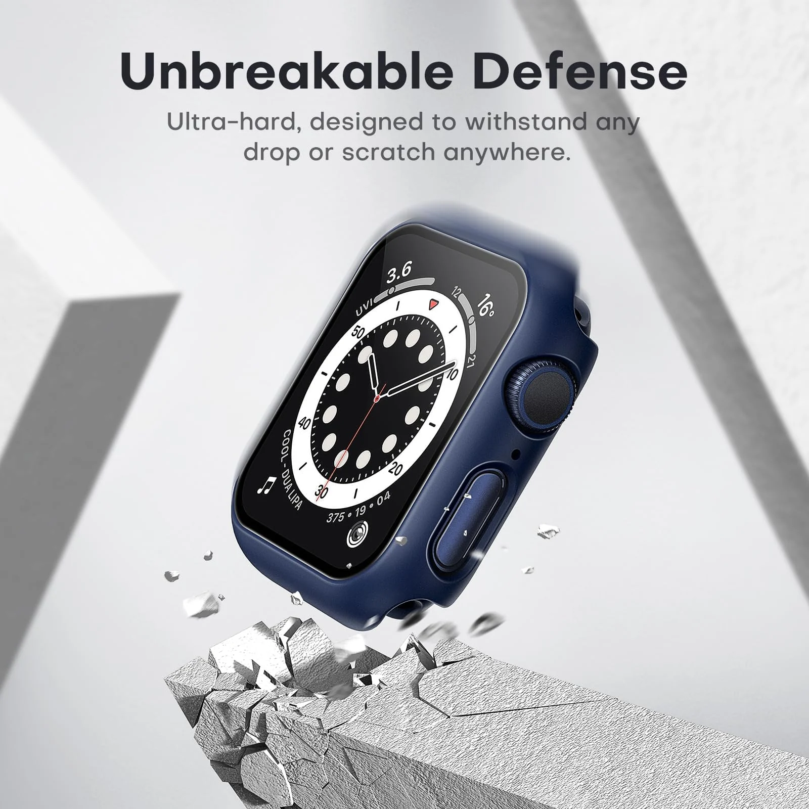 DL3 Mobilak Case with Screen Protector for Apple Watch Series 10 46mm, Bumper Full Coverage Hard PC Overall Protective Cover, Built-in Tempered Glass Film High Sensitivity - Blue