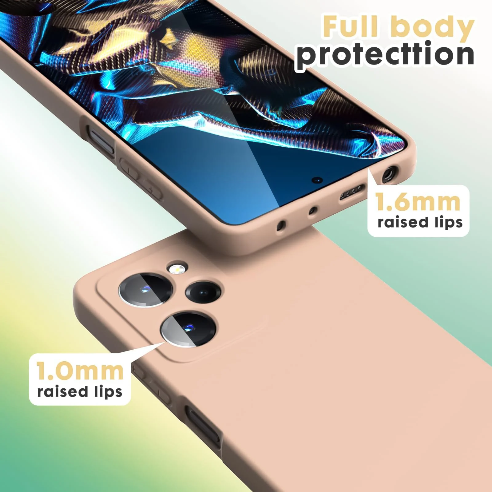 DL3 Mobilak Soft Silicone Protective Case for POCO X5 Pro 5G with Microfiber Lining and Shockproof Design - Light Orange