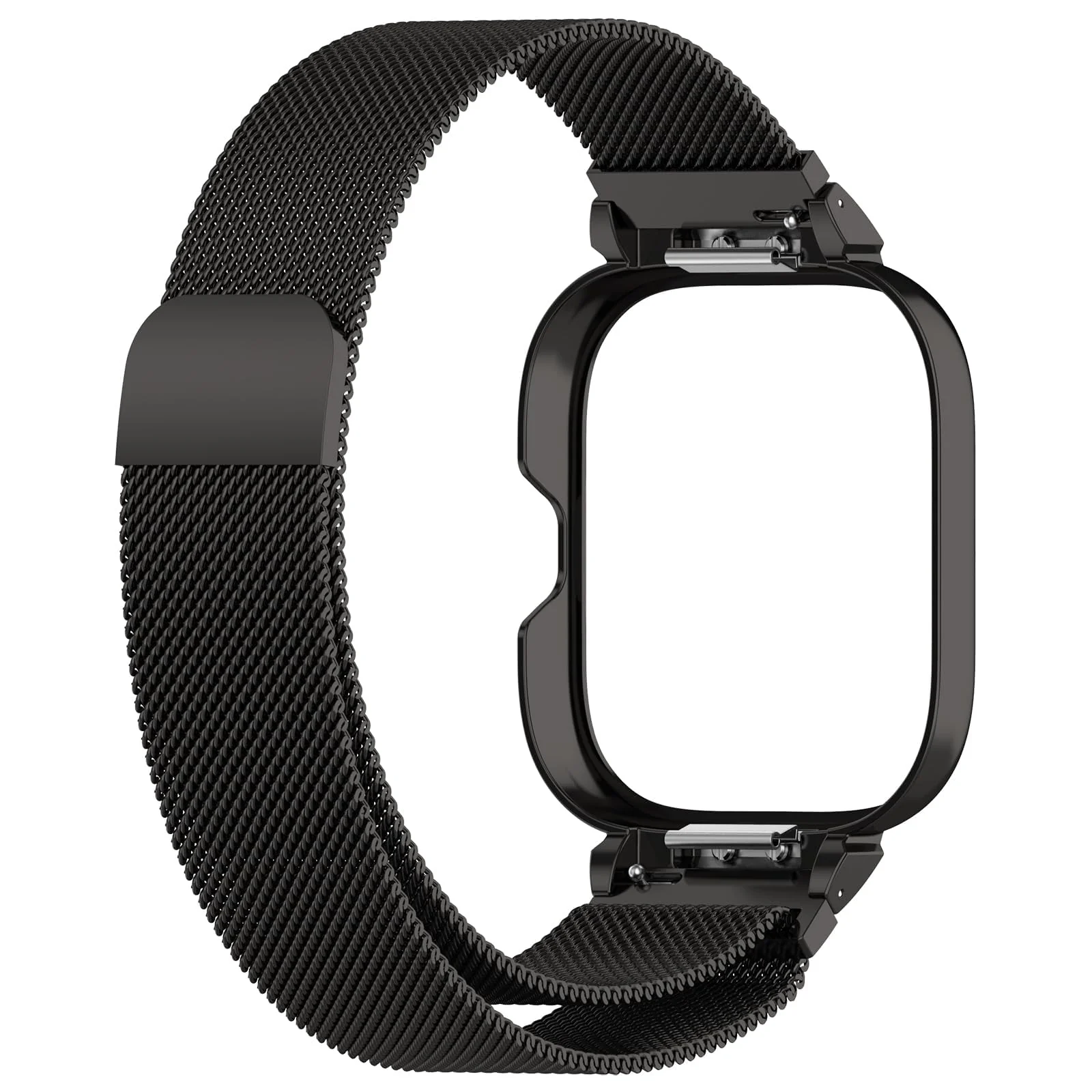 DL3 Mobilak Strap Compatible with Xiaomi Redmi Watch 4, Men and Women Adjustable Metal Stainless Steel Mesh Magnetic Breathable Replacement Wristband Watch Bands for Redmi Watch 4 - Black