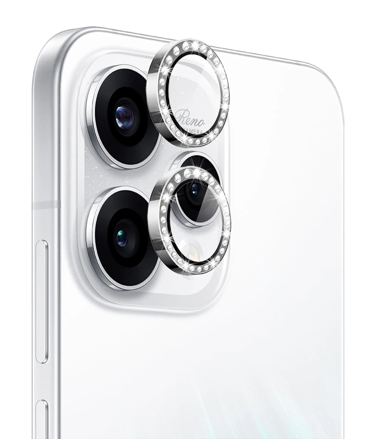 DL3 Mobilak Camera Lens Protector for OPPO Reno 15 5G (OPPO Reno15) Accessories, 9H Tempered Glass Metal Individual Ring Camera Cover Screen Protector, Case Friendly, Anti Scratch - Diamond Silver