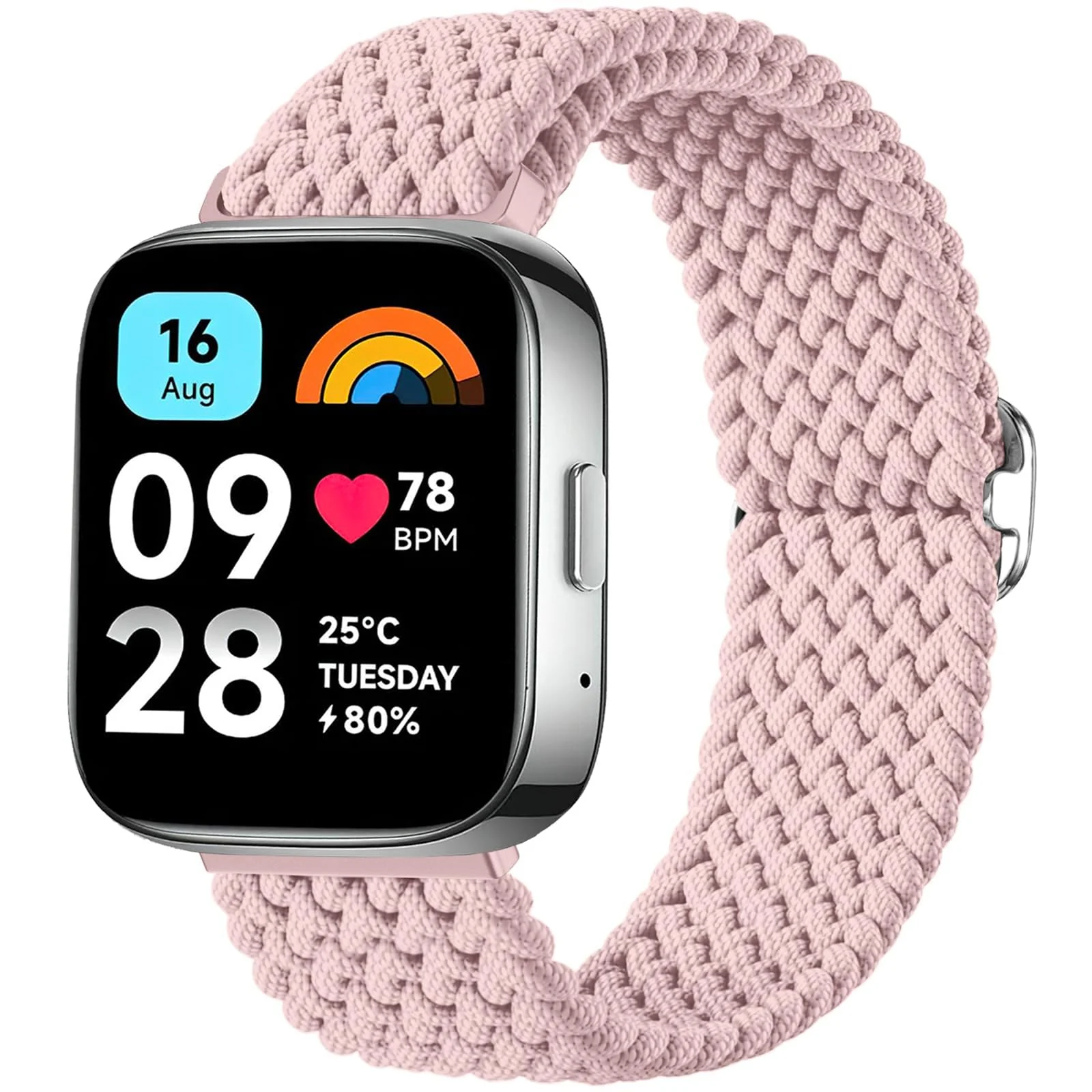 DL3 MOBILAK Soft Elastic Nylon Watch Strap for Xiaomi Redmi Watch 3 Lite and 3 Active - Pink