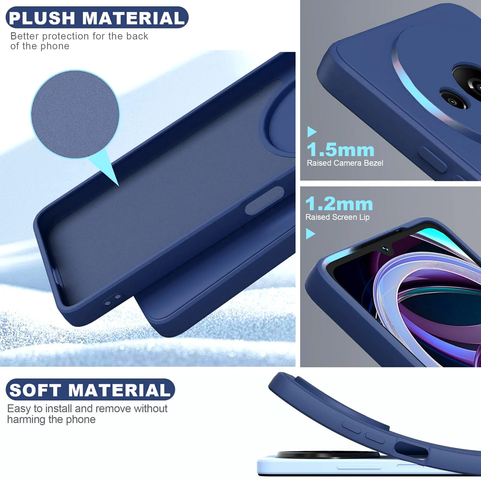 DL3 Mobilak Xiaomi Redmi A3 Case, Soft Flexible Liquid Silicone Gel Rubber Bumper Cover, Full Body Shockproof Protective Phone Case - Royal Blue