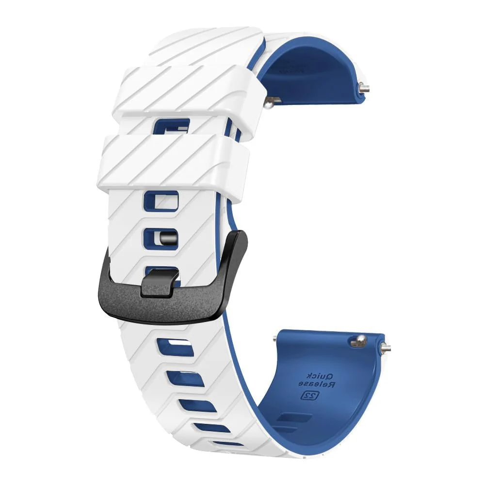 DL3 Mobilak Silicone Sport Band 22MM Strap For Xiaomi Redmi Watch 5 Active/5 Lite/Samsung Galaxy Watch 3 45mm/Watch 46mm/Gear S3/Huawei watch GT5 GT4 GT3 GT2 GT 46MM/GT2E/GT3 Pro/GT 5 Pro - White/blue