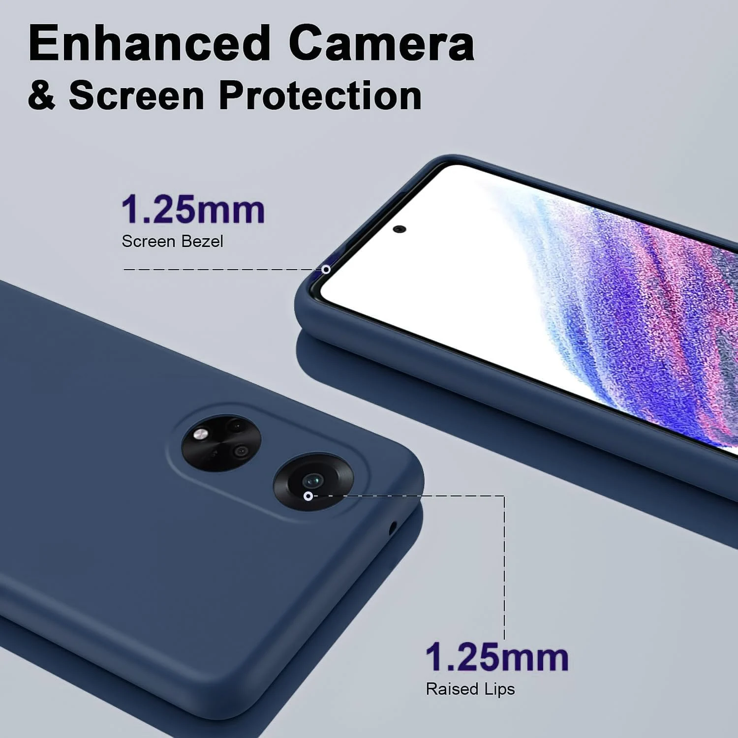 DL3 Mobilak Silicone Protective Case for OPPO A98, Shock-absorbing protection, Scratch-resistant surface, Soft microfiber lining - Dark Blue