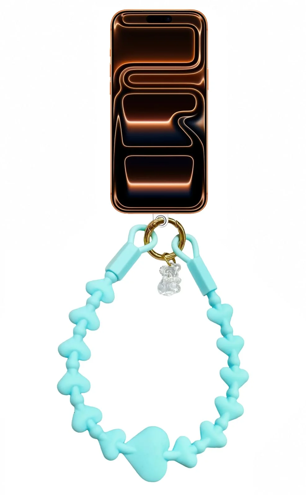 DL3 Mobilak Silicone Crystal Lanyard, 30cm Phone Wrist Strap Lanyard Keychain Office Wrist Strap with Clasp and Bear for Women Phone ID Card, Keys Strap - A-Turquoise