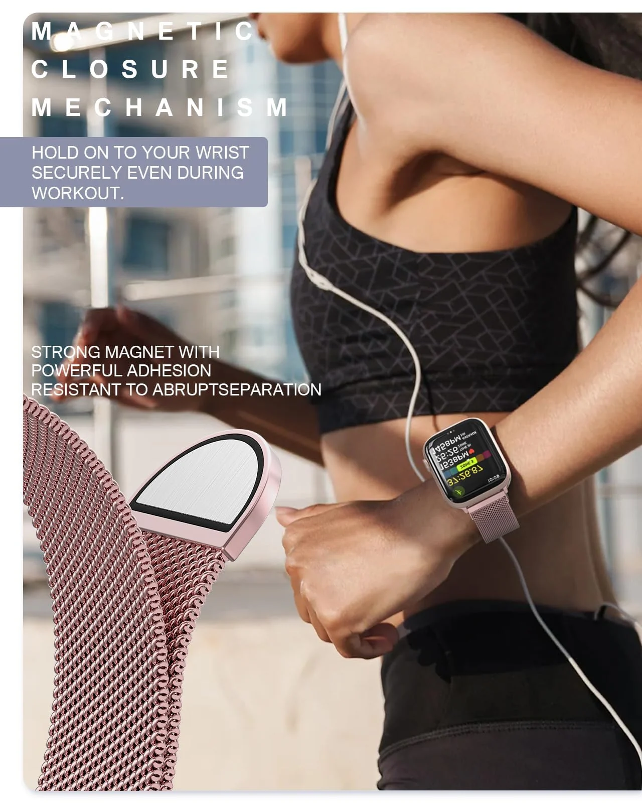 DL3 MOBILAK Milanese Loop Compatible With Apple Watch Ultra 3 2 1 49mm 46mm 45mm 44mm 42mm, Stainless Steel Mesh Band Magnetic Clasp, Adjustable Metal Strap for iWatch Series 11/10/9/8/7/6/5/4/SE - Pink