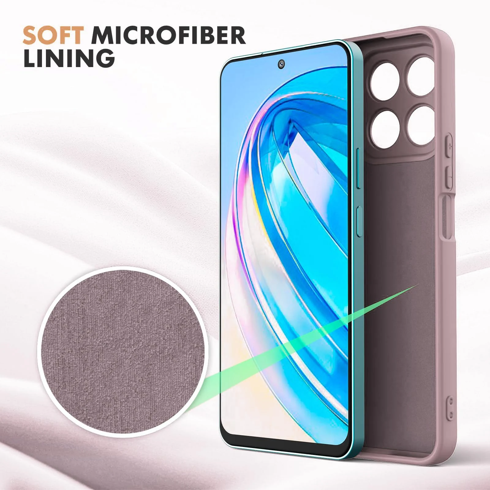 DL3 Mobilak Liquid Silicone Protective Case with Soft Microfiber Lining with Full Camera Protection for Honor X8A - Cashmere
