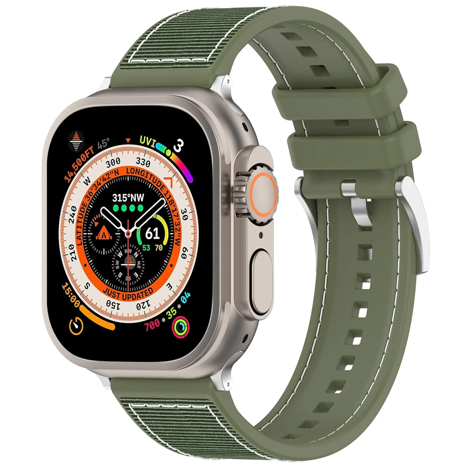 DL3 Mobilak Sport Silicone Nylon Band Designed for Apple Watch Band 49mm 46mm 45mm 44mm 42mm for Men Women, Waterproof Soft Replacement Strap for iWatch Ultra2 Ultra SE SE2 Series 10 9 8 7 6 5 4 3 2 1 - Green