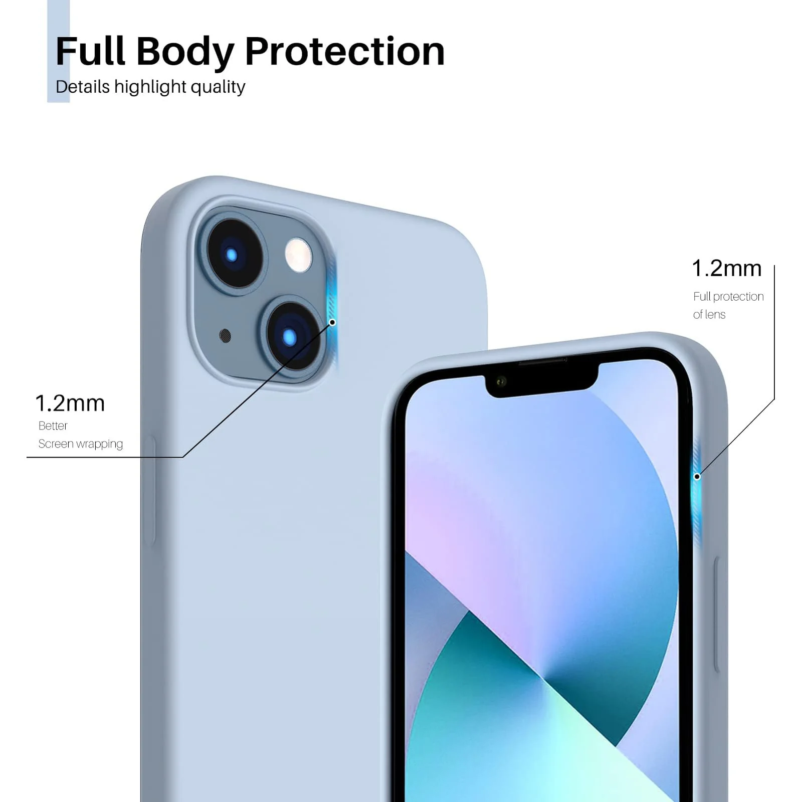 DL3 Mobilak Liquid Silicone Case for iPhone 15 Plus / iPhone 14 Plus, Supports wireless charging, Shock-absorbing protection, Scratch-resistant surface - Sky Blue