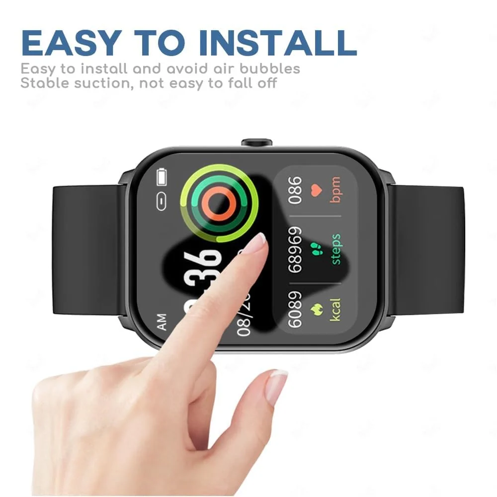 DL3 Mobilak Screen Protector For Smart Watch Imilab W02, 3D Curved Soft Edge Protective Film [Anti-Scratch] [Bubble Free] [Ultra Shatterproof] [High Sensitive] (Not Glass) - Black