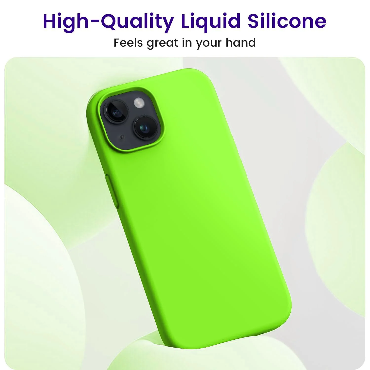 DL3 Mobilak Liquid Silicone Case for iPhone 15 Plus / iPhone 14 Plus, Supports wireless charging, Shock-absorbing protection, Scratch-resistant surface - Neon Green