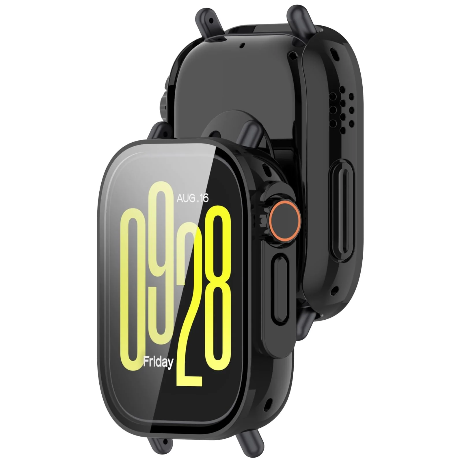 DL3 Mobilak for Xiaomi Redmi Watch 5 Lite Case Screen Protector, [Looks Like iWatch Ultra Case] Built-in Tempered Glass Screen Unique Design Case Cover for Redmi Watch 5 Lite - Black