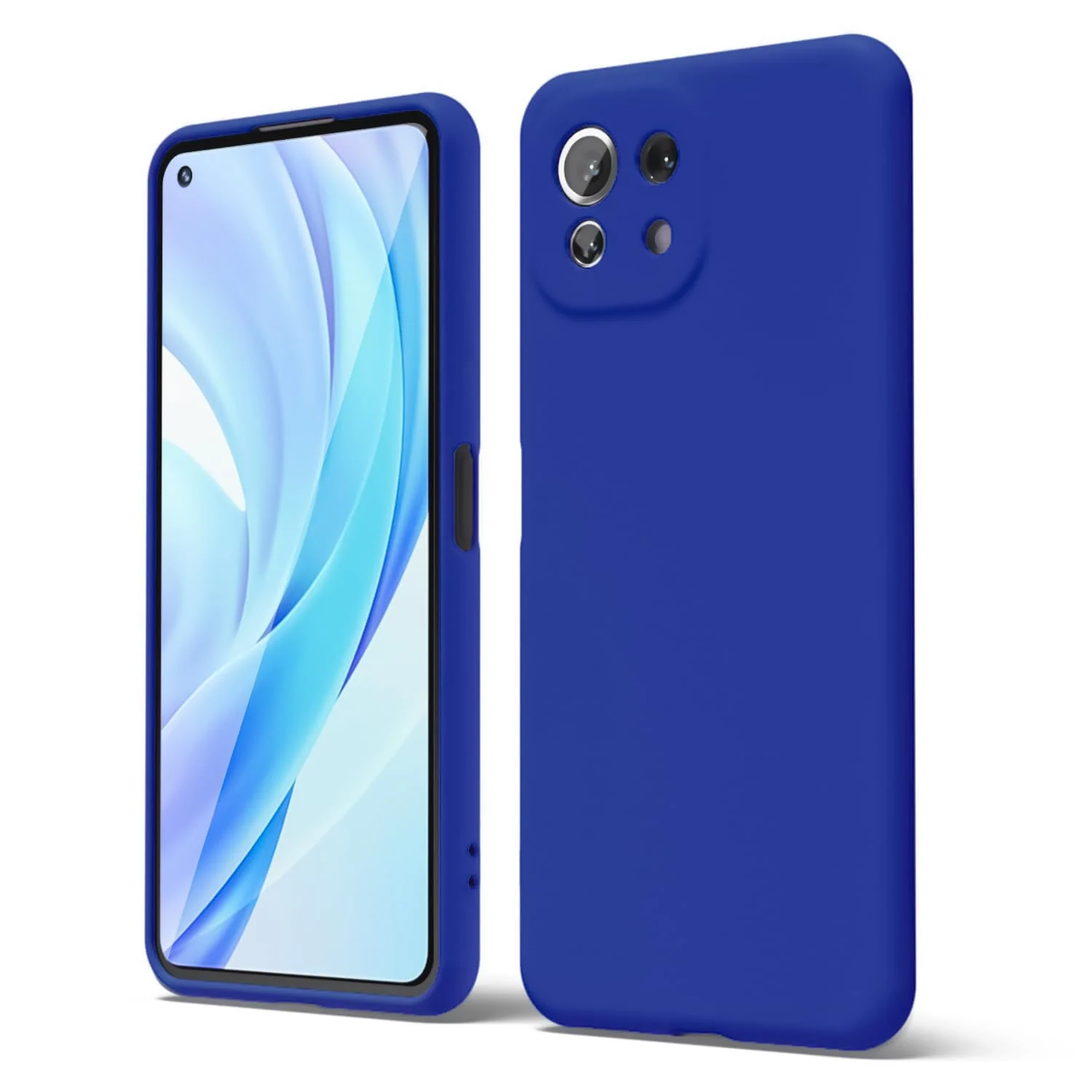 DL3 Mobilak Liquid Silicone Protective Case with Soft Microfiber Lining with Full Camera Protection for Xiaomi Mi 11 Lite 4G / 5G & Mi11 Lite 5G NE - Pepsi