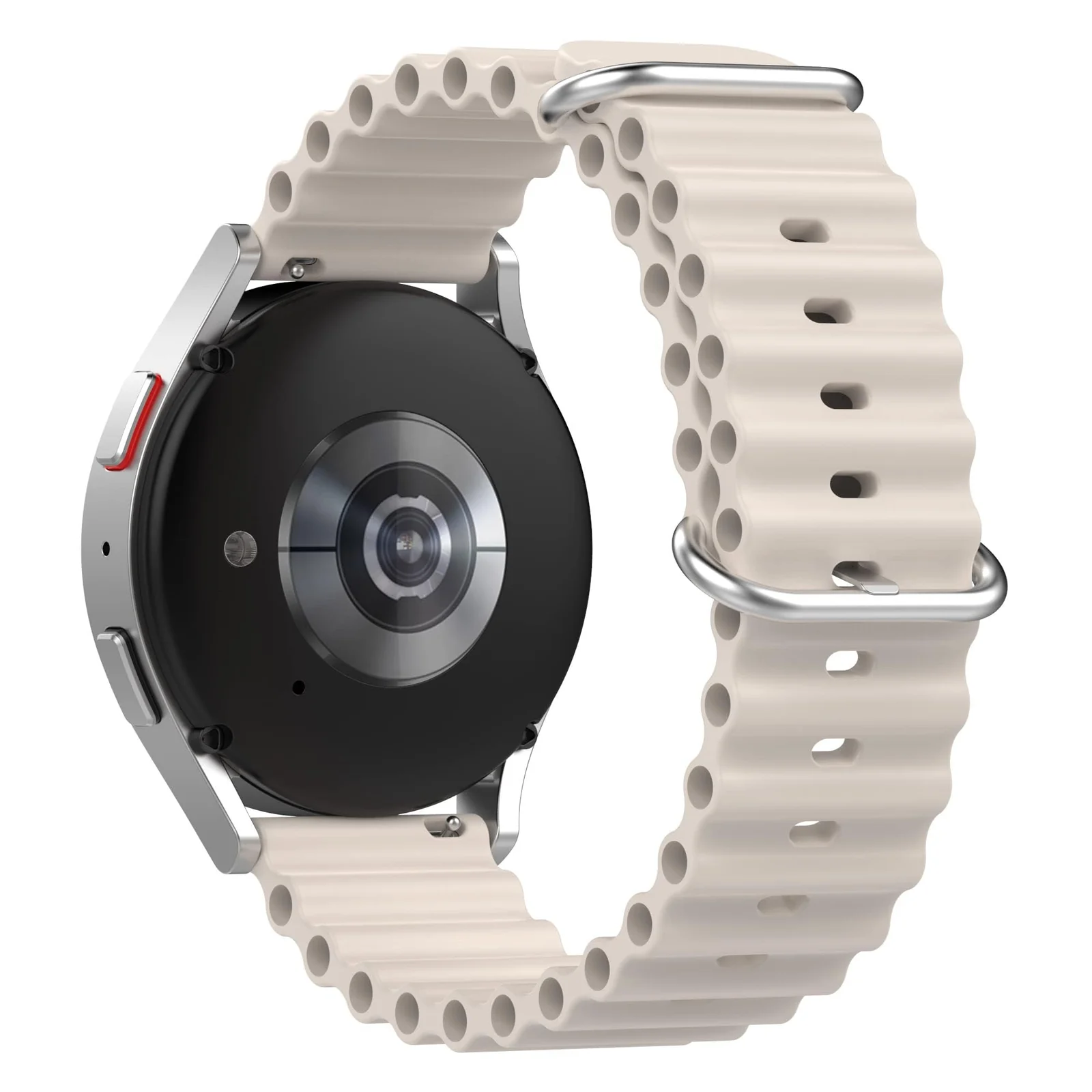 DL3 Mobilak 20mm Ocean Band for Samsung Galaxy Watch 7/6/5/4/FE Band 40mm 44mm/Galaxy Watch 6/4 Classic Bands 47mm 43mm 46mm 42mm/Watch 5 pro 45mm/3 41mm/Active 2, Adjustable Soft Silicone Sport Loop Ocean Strap - Starlight