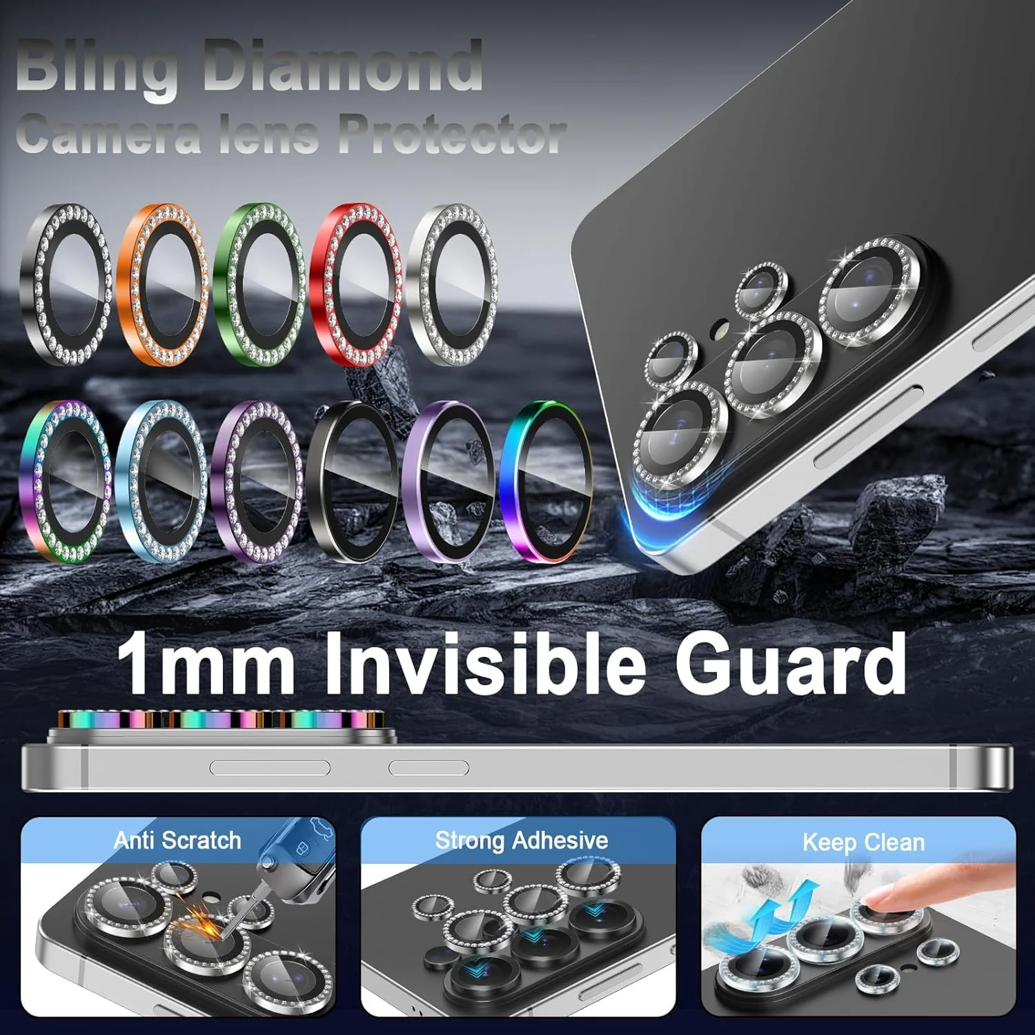 DL3 Mobilak Camera Lens Protector for Samsung Galaxy S26 Ultra Accessories, 9H Tempered Glass Metal Individual Ring Camera Cover Screen Protector, Case Friendly, Anti Scratch - Diamond Silver