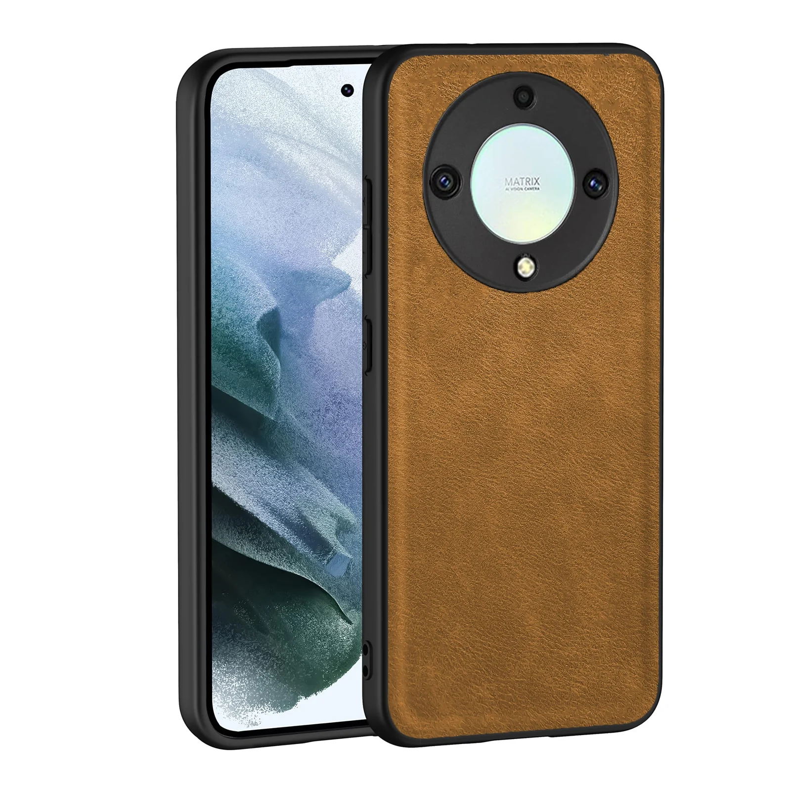 Dl3 Mobilak Case for Honor X9a 5G / Honor Magic 5 Lite Leather Case,Anti-Drop, Anti-Shock, Non-Slip Texture,Simple Cell Phong Cover for Honor X9a 5G / Honor Magic 5 Lite (Brown)