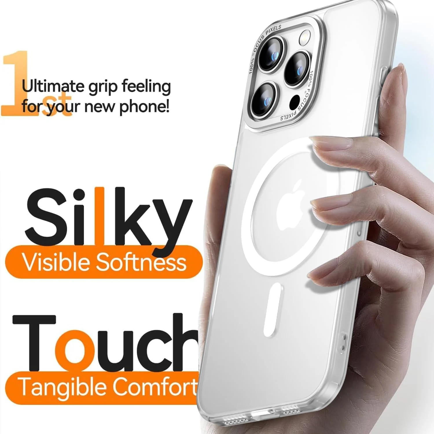 DL3 Mobilak Translucent Matte Case for iPhone 14 Pro 6.1-Inch, Compatible with MagSafe accessories, Supports wireless charging, Built-in magnetic car-mount support - White