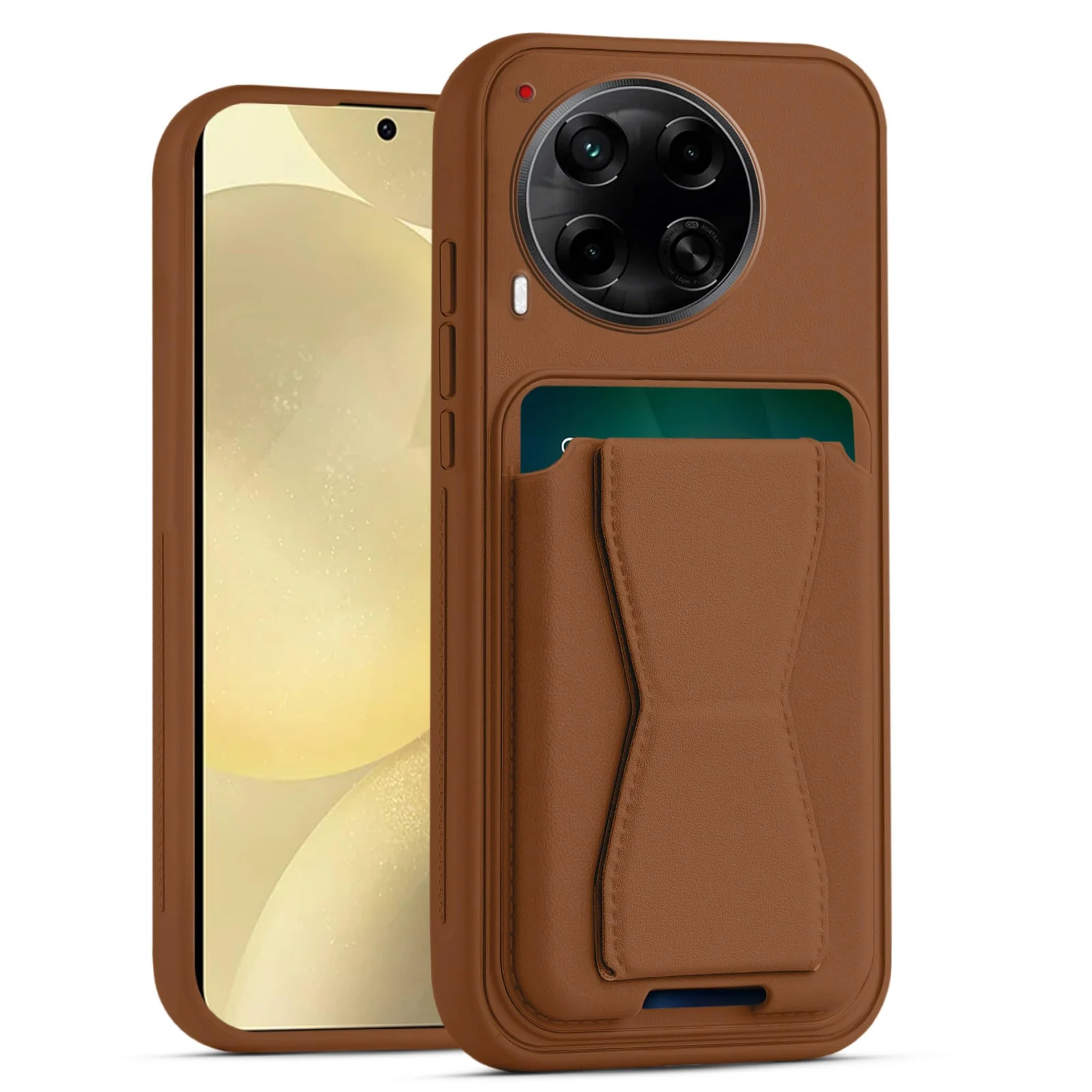 DL3 Mobilak Leather Wallet Case Compatible with Tecno Camon 30 4G, Leather Back Cover With TPU Frame, Shockproof Protective Phone Case with Card Holder Stand