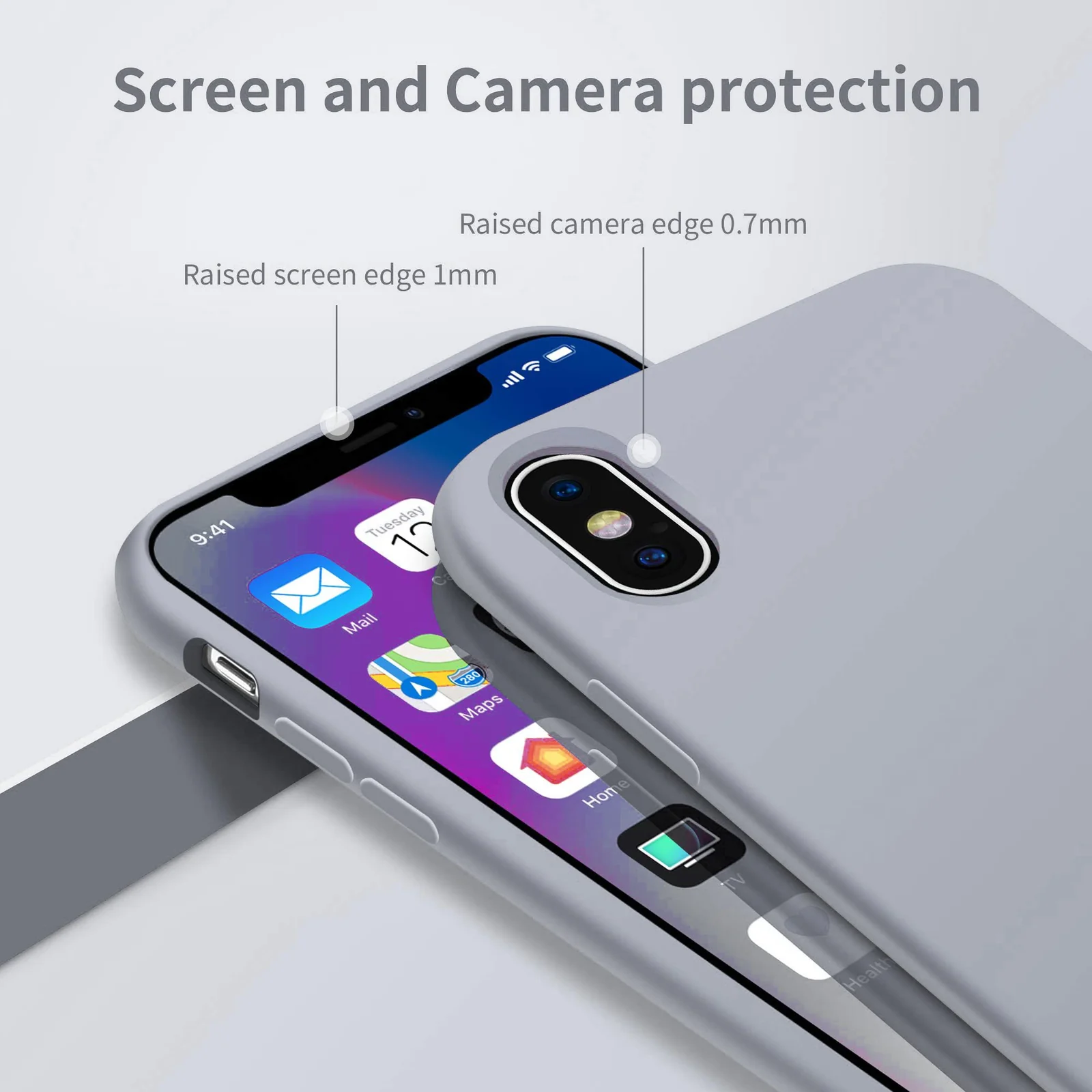 DL3 Mobilak Liquid Silicone Protective Case for iPhone XS Max with Camera Protection and Microfiber Lining - Lavender Blue 2