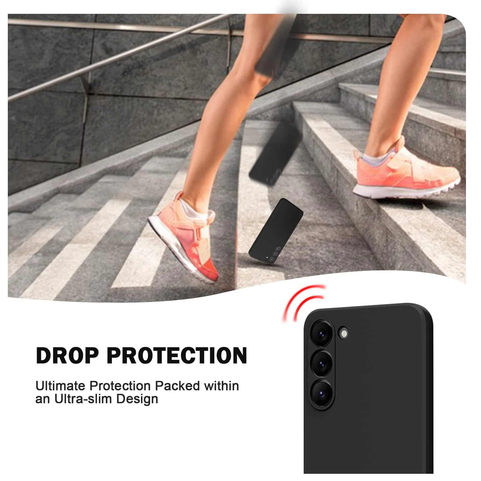 DL3 Mobilak Soft Silicone Protective Case for Samsung Galaxy S23 Plus with Microfiber Lining and Shockproof Design - Black