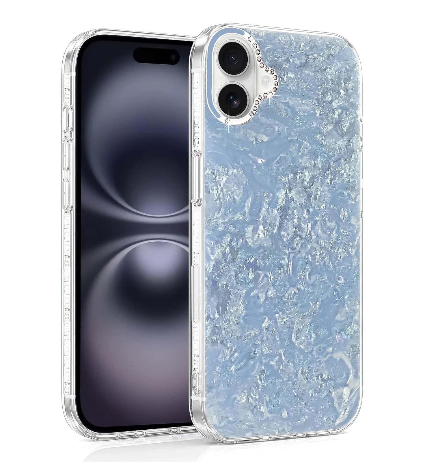 DL3 Mobilak Glitter Rhinestone Protective Case for iPhone 17 with Shockproof Design - Sky Blue