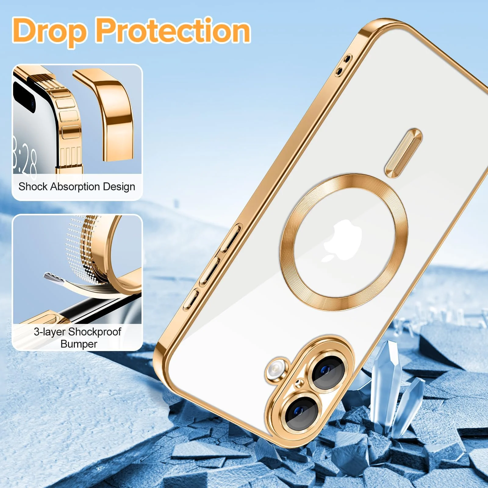 DL3 Mobilak Clear MagSafe-Compatible TPU Case for iPhone 16 6.1 - Gold