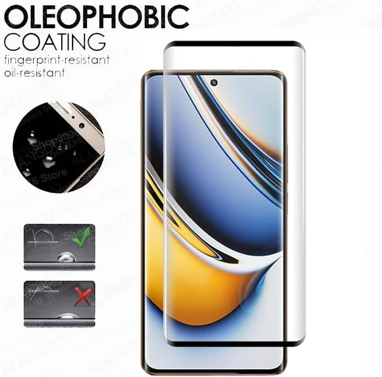 DL3 Mobilak 5D Full Glass Screen Protector For realme 11 Pro/realme 11 Pro Plus Frame Protector - Black