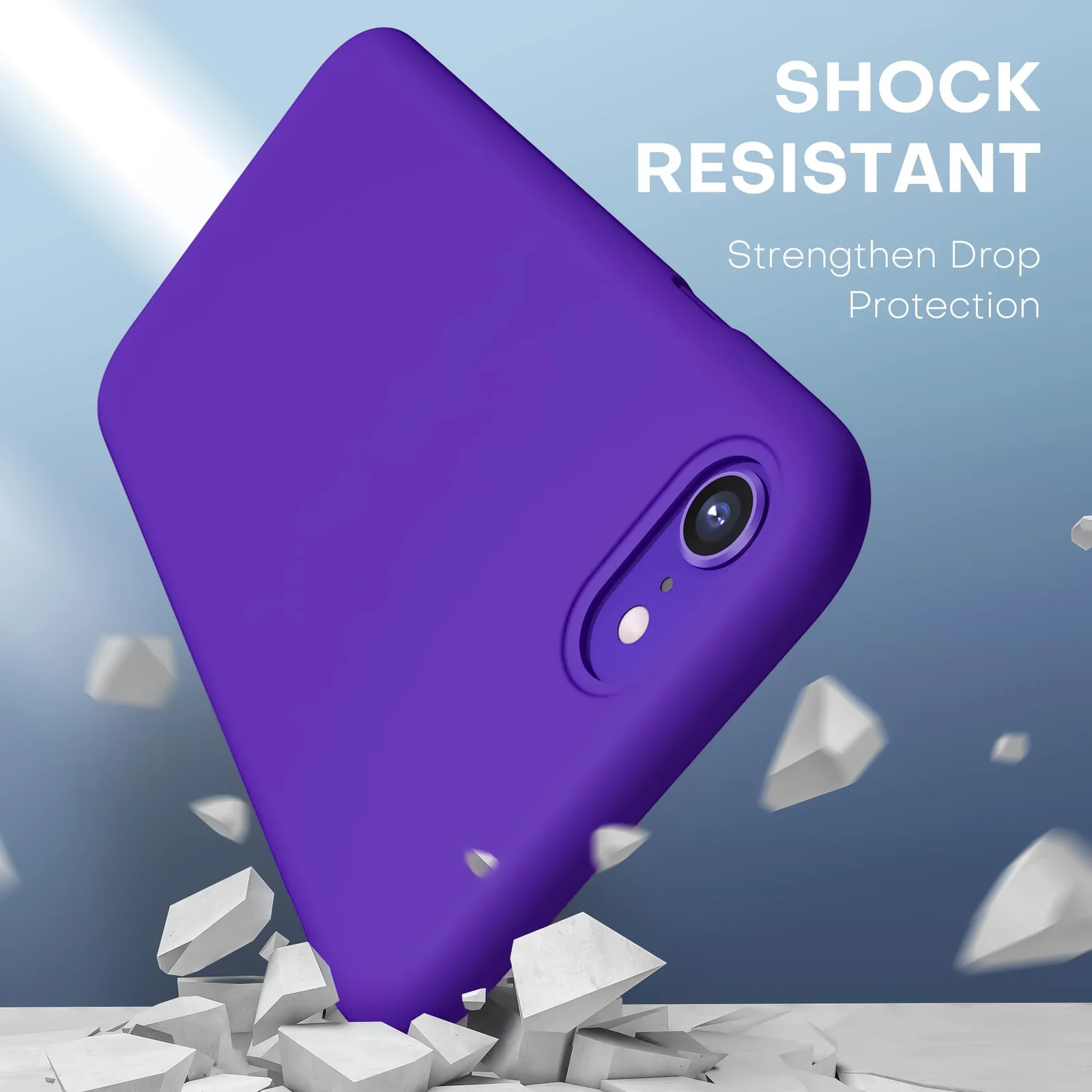 DL3 Mobilak Liquid Silicone Protective Case for iPhone SE 2022, SE 2020, iPhone 7, iPhone 8 with Camera Protection and Microfiber Lining - Violet