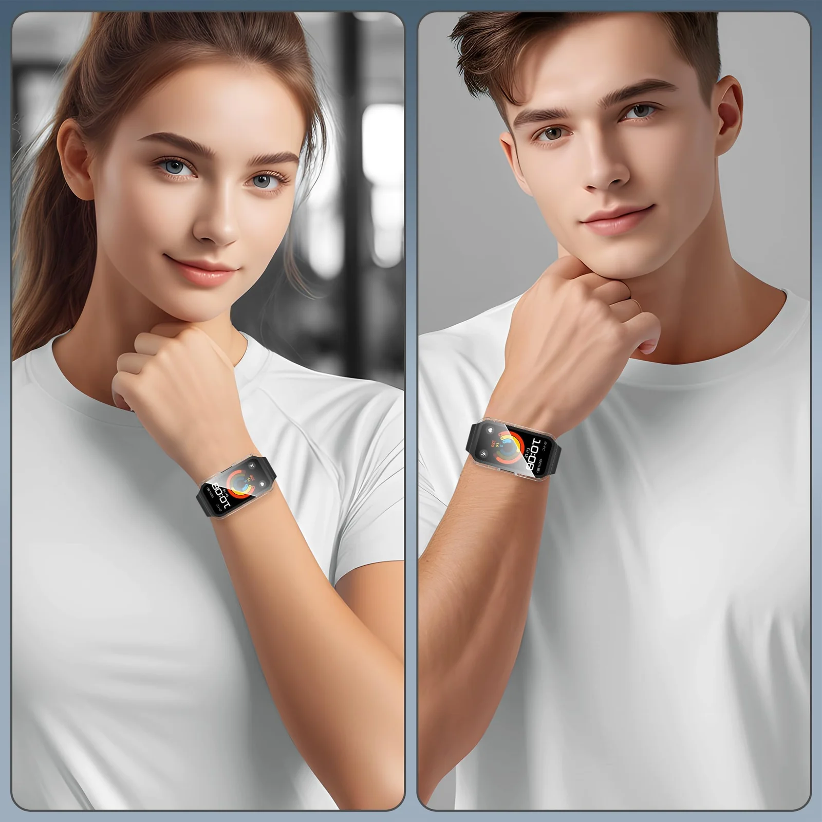 DL3 Mobilak Case with Screen Protector for Huawei Band 10, Bumper Full Coverage Hard PC Overall Protective Cover, Built-in Tempered Glass Film High Sensitivity For Huawei Band 10 - Clear
