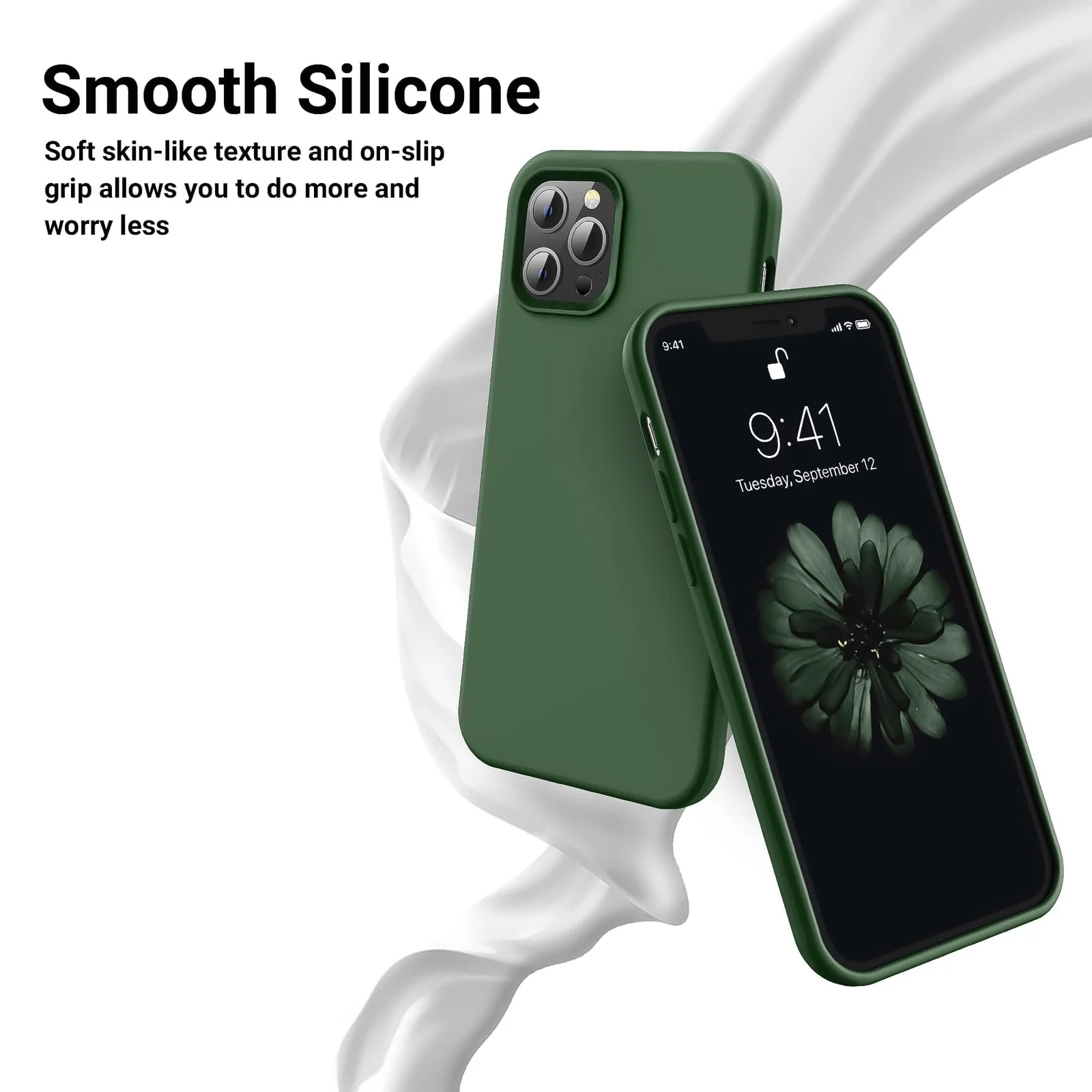 DL3 Mobilak Compatible with iPhone 14 Pro Max (6.7 Inch) Case, Liquid Silicone Case, Full Body Protective Cover, Shockproof, Slim Phone Case, Anti-Scratch Soft Microfiber Lining - Green