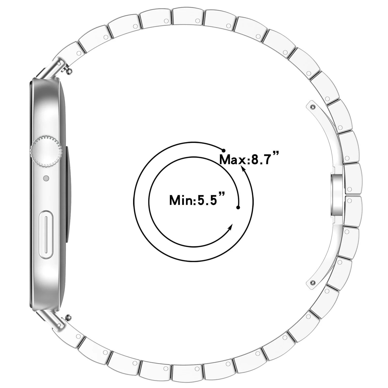 DL3 Mobilak Metal Straps Compatible with Huawei Watch Fit 3/Fit 4/Fit 4 Pro Strap, Stainless Steel Replacement Band with Folding Clasp, Adjustable Replacement Bracelet Wristband - A-silver