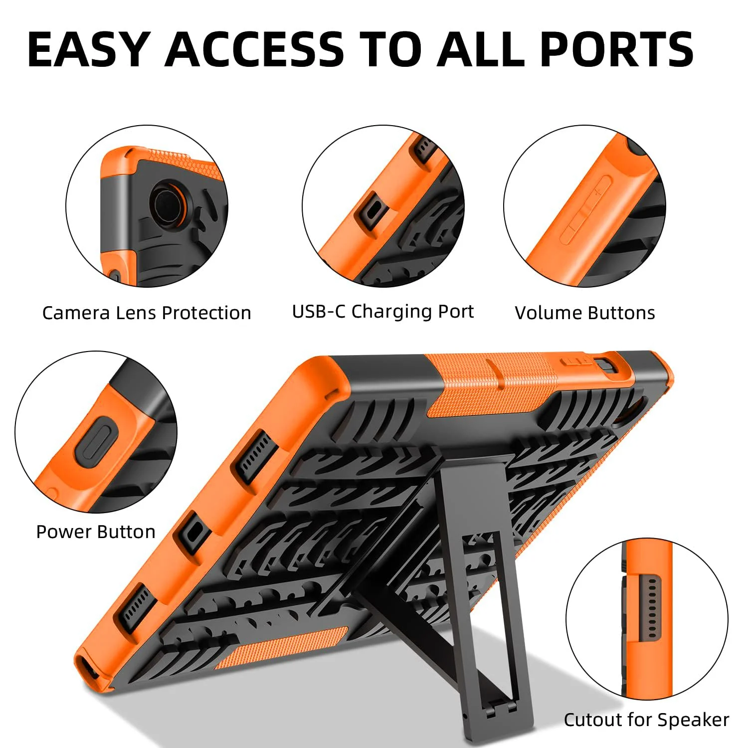 DL3 Mobilak Case For Samsung Galaxy Tab A8 10.5 Inch 2021(-X200/-X205/-X207), Hybrid Rugged Armor Heavy Duty 2 in 1 TPU + PC Combo Dual Layer Shockproof Case with Kickstand - Orange