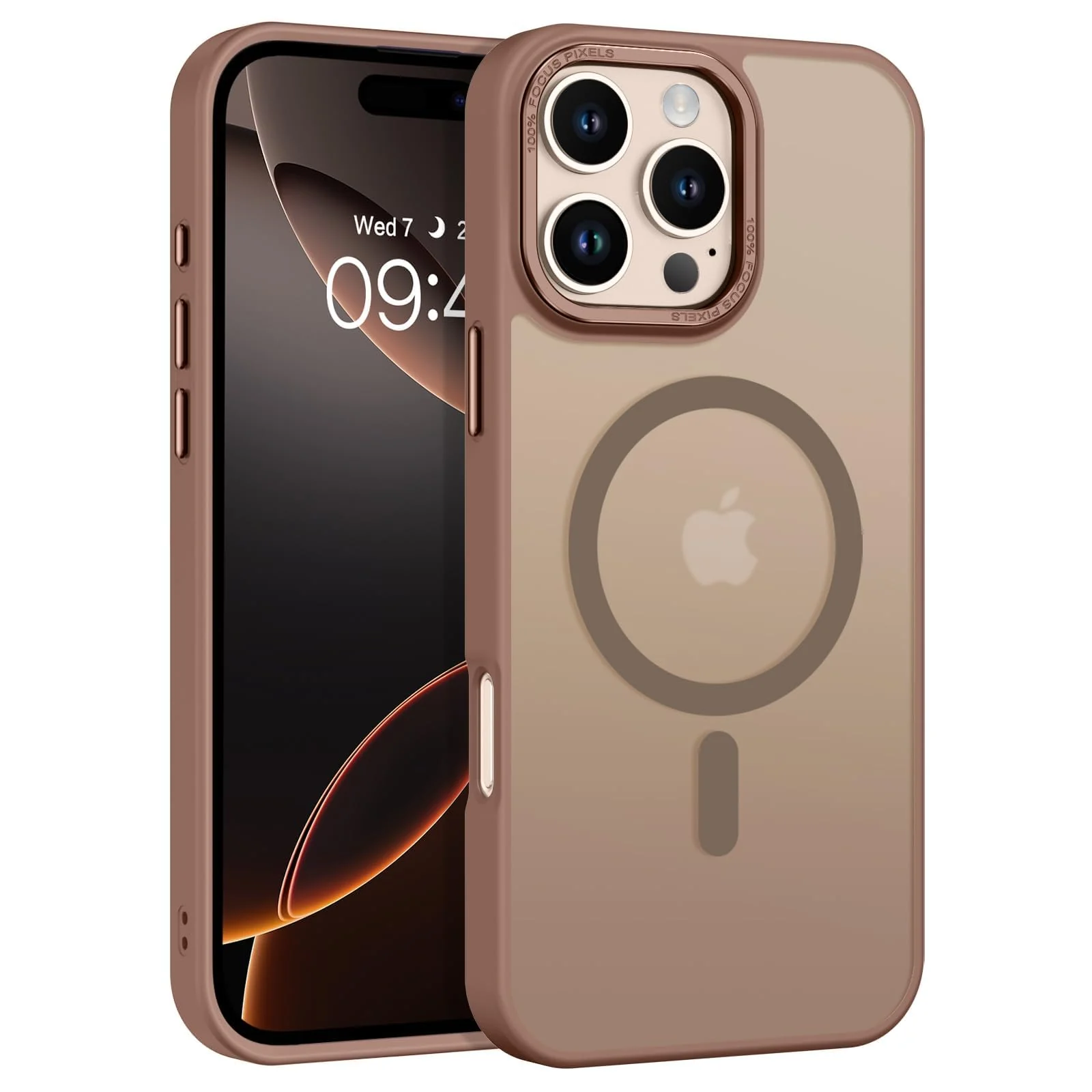 DL3 Mobilak Case for iPhone 16 Pro 6.3-Inch Case Magnetic Translucent Matte Phone Cases [Compatible with MagSafe] Thin Slim Fit Shockproof Bumper Hard Protective Cover for Men Girls - Desert Brown