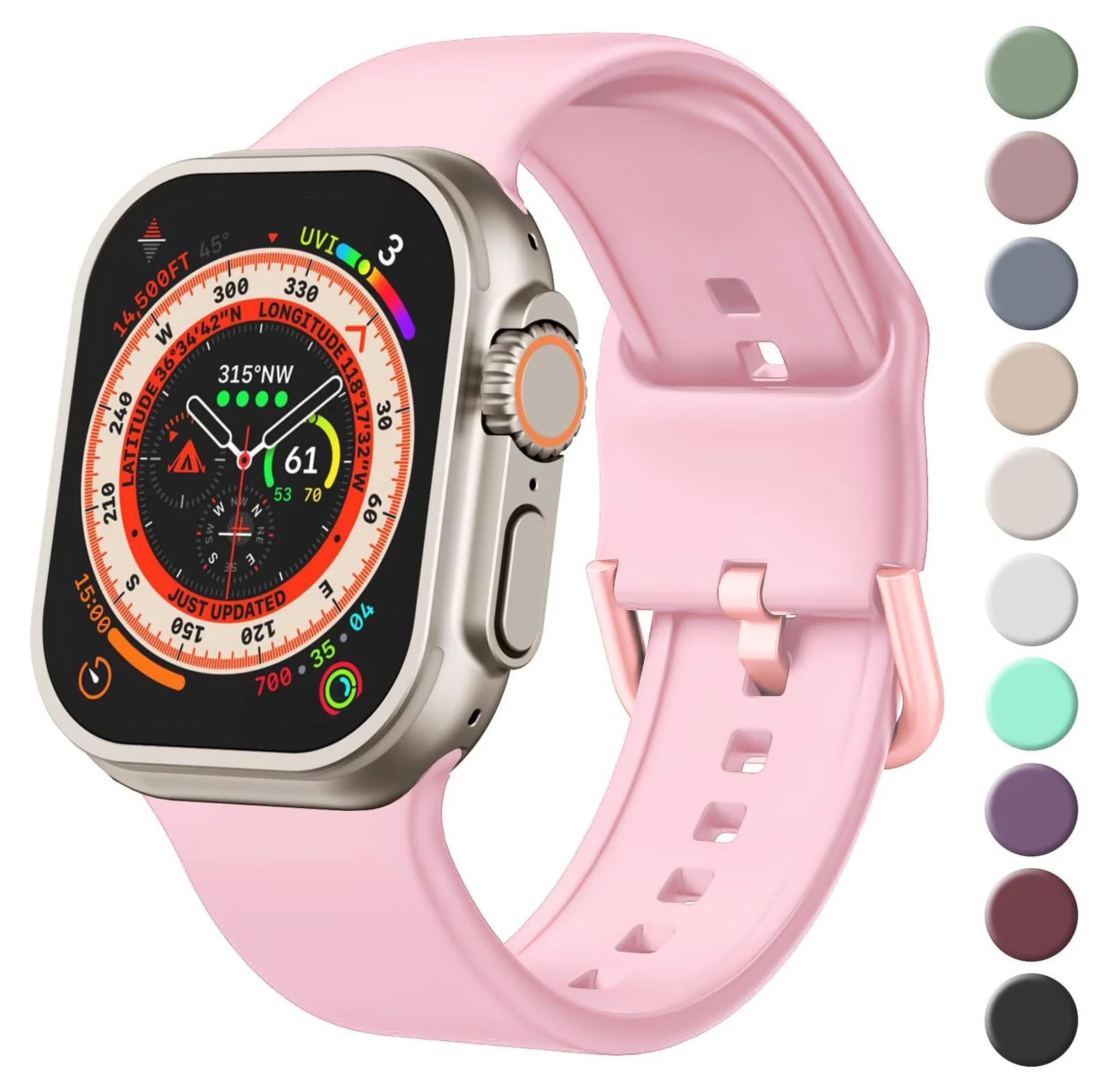 Apple Watch Ultra / Ultra 2 49MM 45MM 44MM 42MM — DL3 Mobilak Sport Band For Apple Watch Ultra 49mm 46mm 45mm 44mm 42mm, Soft Silicone Wristband Replacement Strap with Classic Clasp for iWatch Series 11 10 9 8 7 6 5 4 SE SE2 Ultra 3 2 1 for Women Men - A. Pink