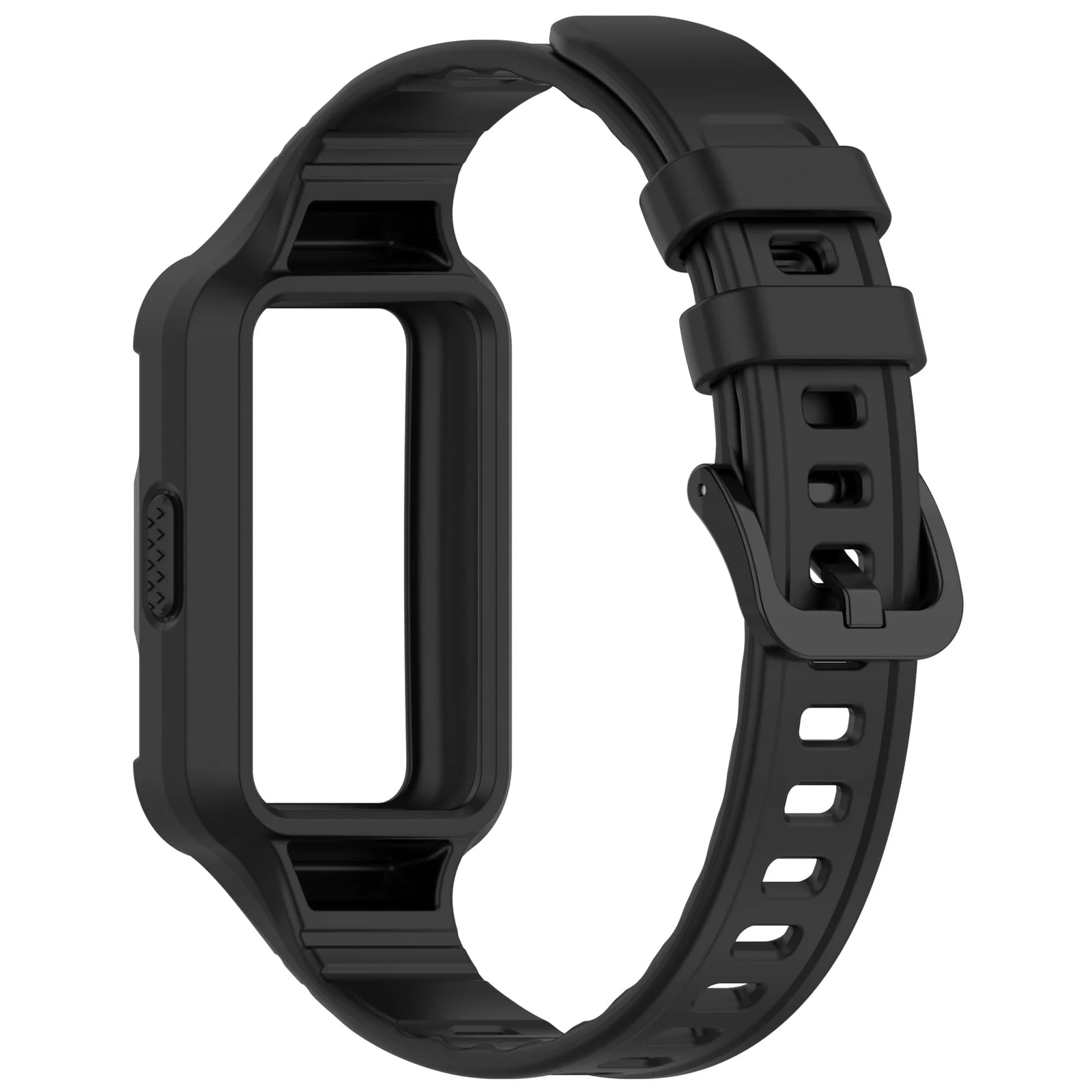 MOBIGON Rugged Silicone Strap with Bumper Case for Huawei Band 11, Black