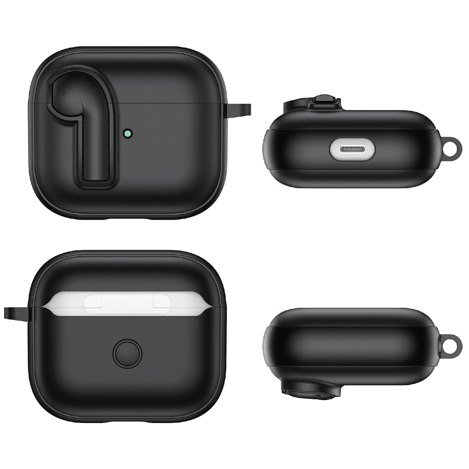 DL3 Mobilak Compatible with AirPods 3 Case with Lock, Cute AirPods 3rd Generation Case Cover, Shockproof Protective Cover for AirPod 3rd 2021 with Keychain - Black Blue