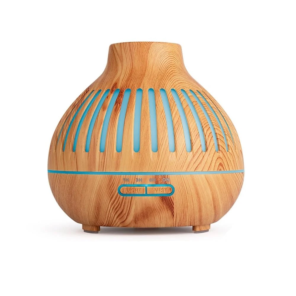 Mobigon Essential Oil Diffuser, Aromatherapy Diffuser 500ml with Remote Control, 4 Timer & Auto-Off Safety Switch, 7 Color LED Lights Mode, 10 Hours Quiet Humidifier for Bedroom - G.Light Brown