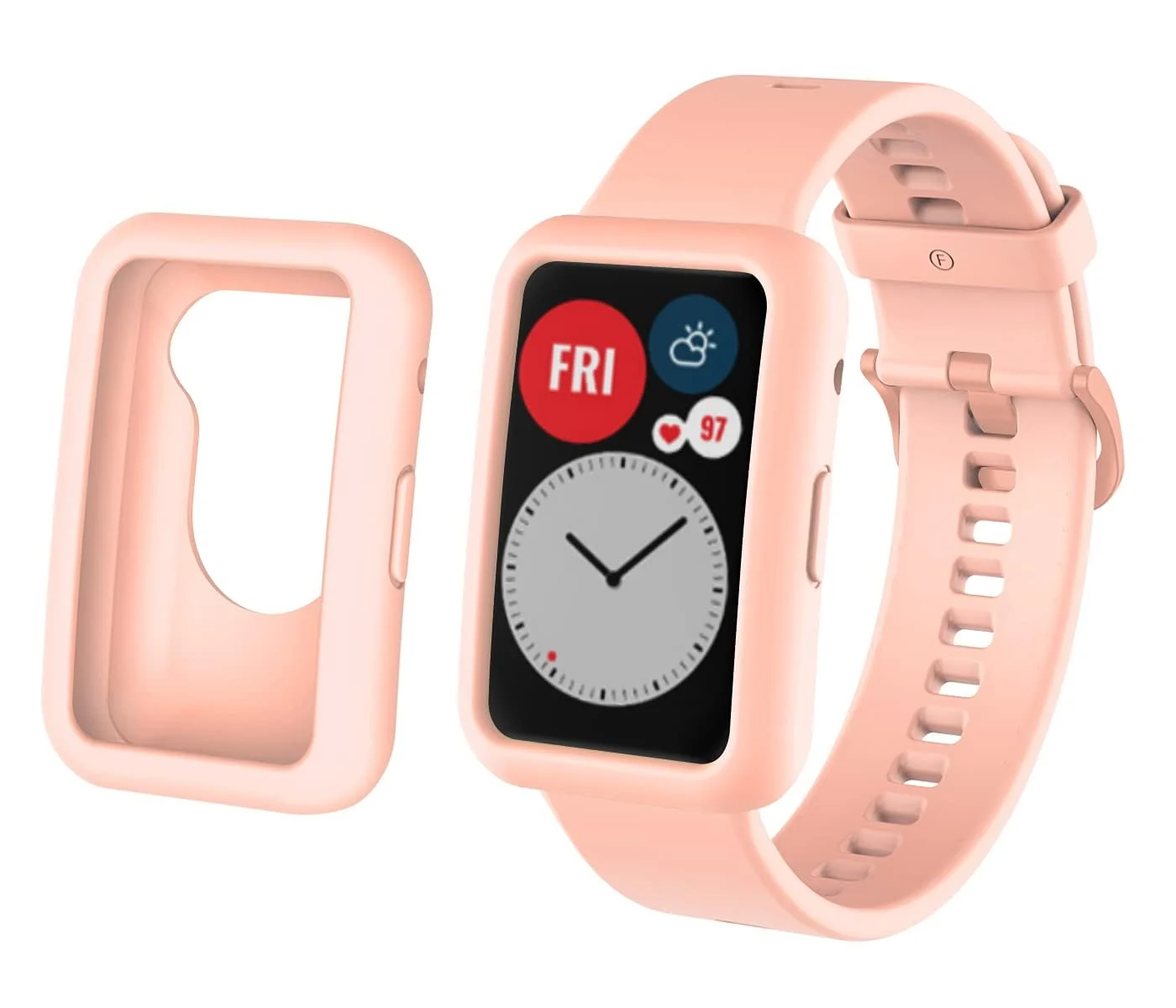 DL3 MOBILAK Bands Replacement and case for Huawei Watch Fit, Band for Women Men,Silicone Quick Release Soft Rubber Replacement Watch Band - Light Pink