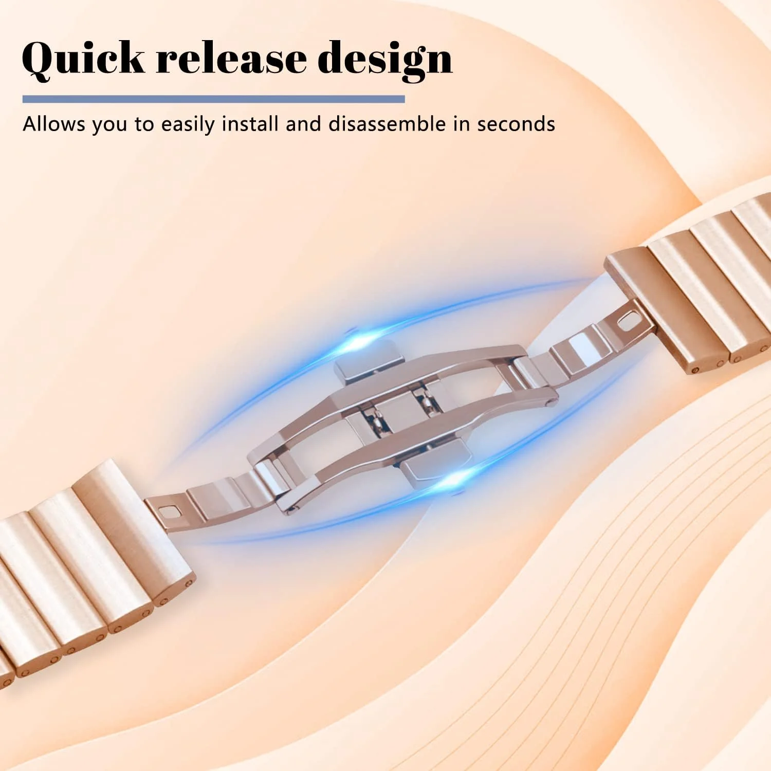 DL3 Mobilak Compatible with Apple Watch 49mm 46mm 45mm 44mm 42mm Strap, Solid Stainless Steel Link Bracelet Metal Band for iWatch Ultra 3 2 1/Series 11 10 9 8 7 6 5 4 3 2 1 SE - Rose Gold
