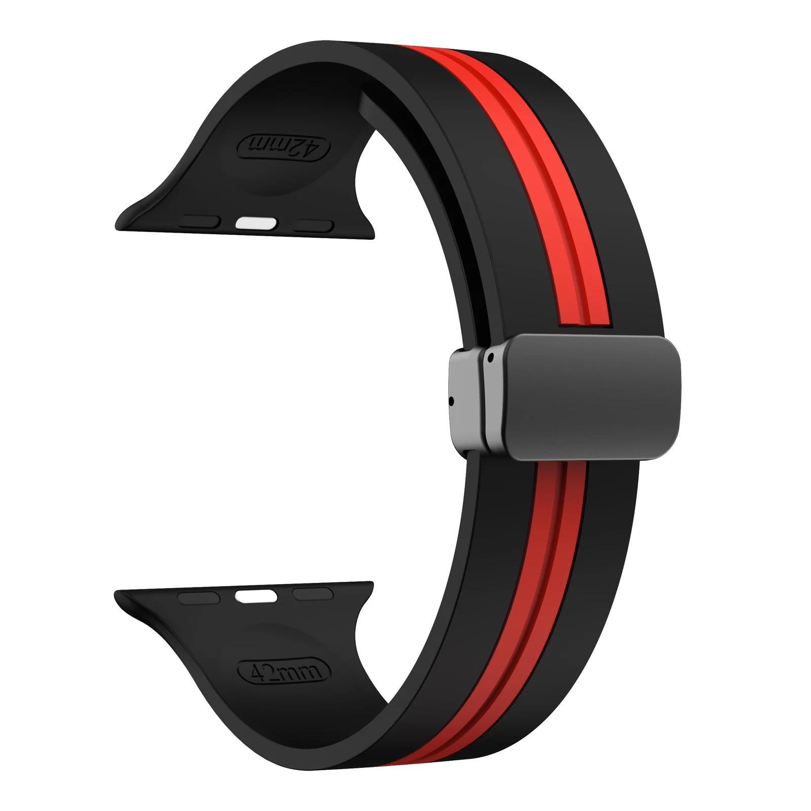 DL3 Mobilak Magnetic Strap for Apple Watch Band 49mm 45mm 44mm 41mm 40mm 38mm 42mm, Sport Silicone Replacement Wristband Strap for iwatch Series 9 8/7/6/5/4/3/2/SE (38mm/40mm/41mm) - Black Red